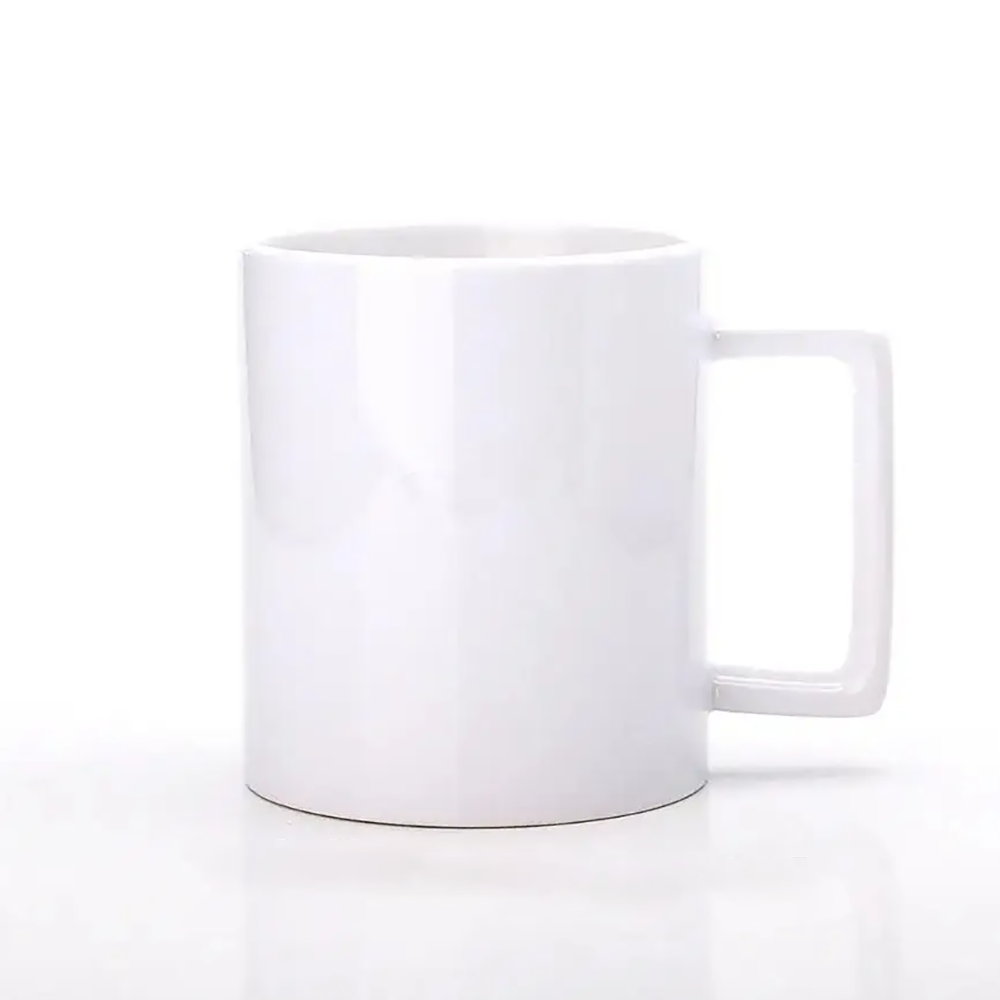 Чашка для сублимации Sublime с логотипом белая с прямоугольной ручкой 330 мл